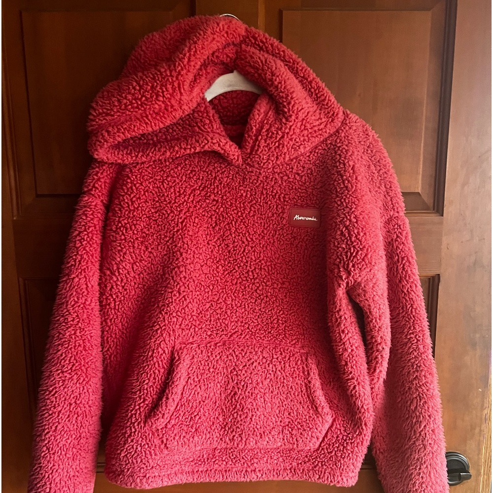 Abercrombie kids Sherpa warm sweatshirt size 15/16 coral red/pink color